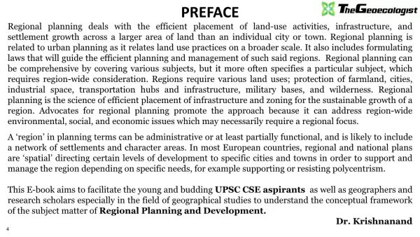 Simplified Regional Planning and Development