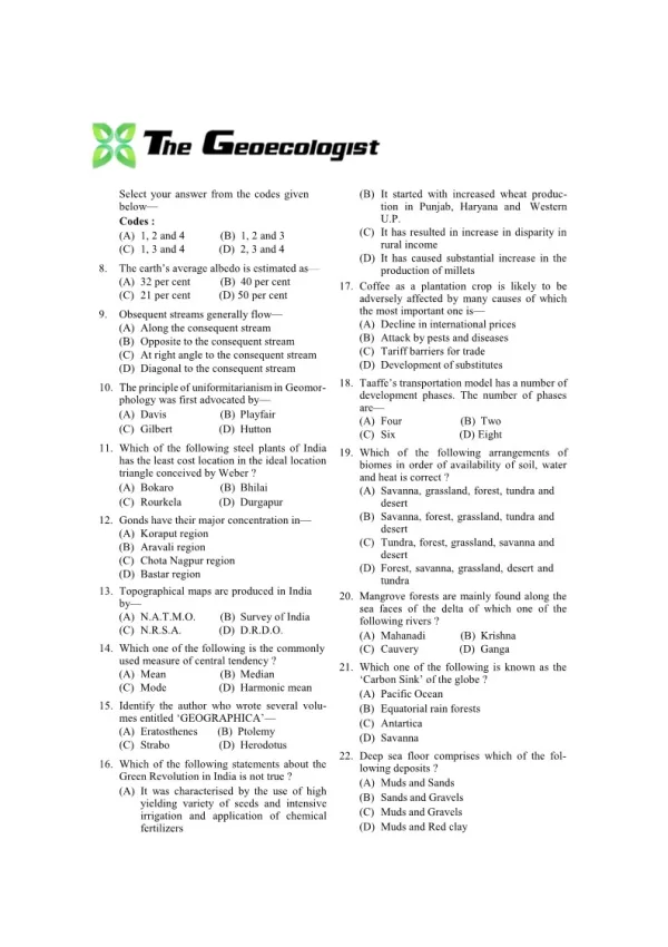 Solved MCQs Geography