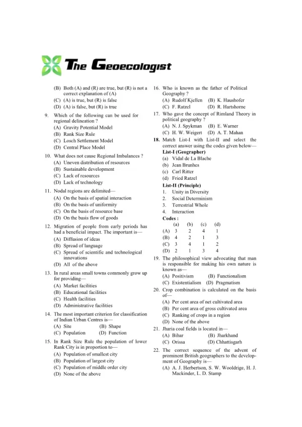 Solved MCQs Geography