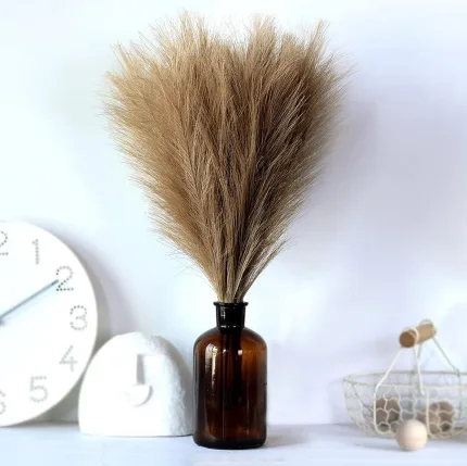 Home Decor : Faux Pampas Grass Decor, 4-Pack, Brown