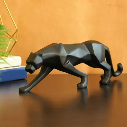 Home Decor : Geometric Black Jaguar Resin Figurine Decor