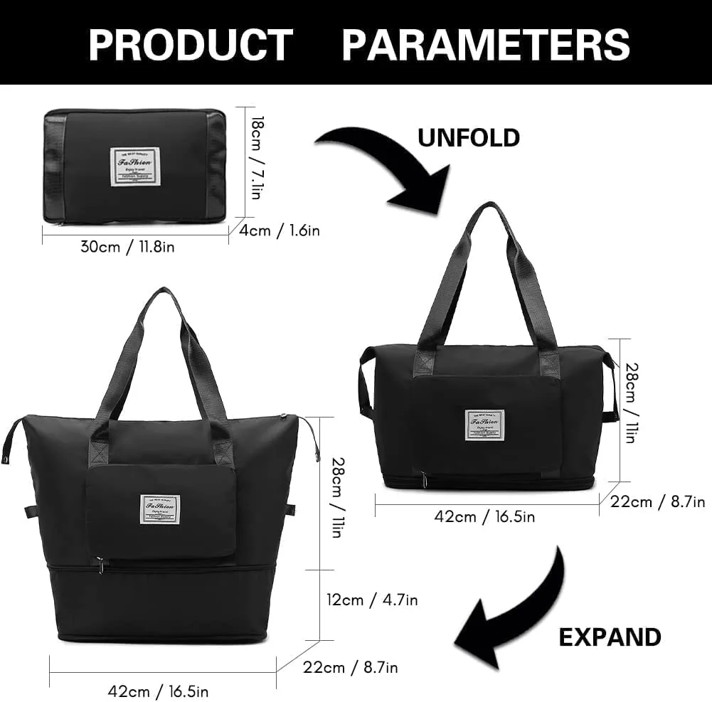 In-Depth Review: best travel foldable bag - Large Capacity Folding Travel Bag, Dry and Wet Separation Multifunctional Sports Shoulder Bag, Foldable Tr 1 best travel foldable bag