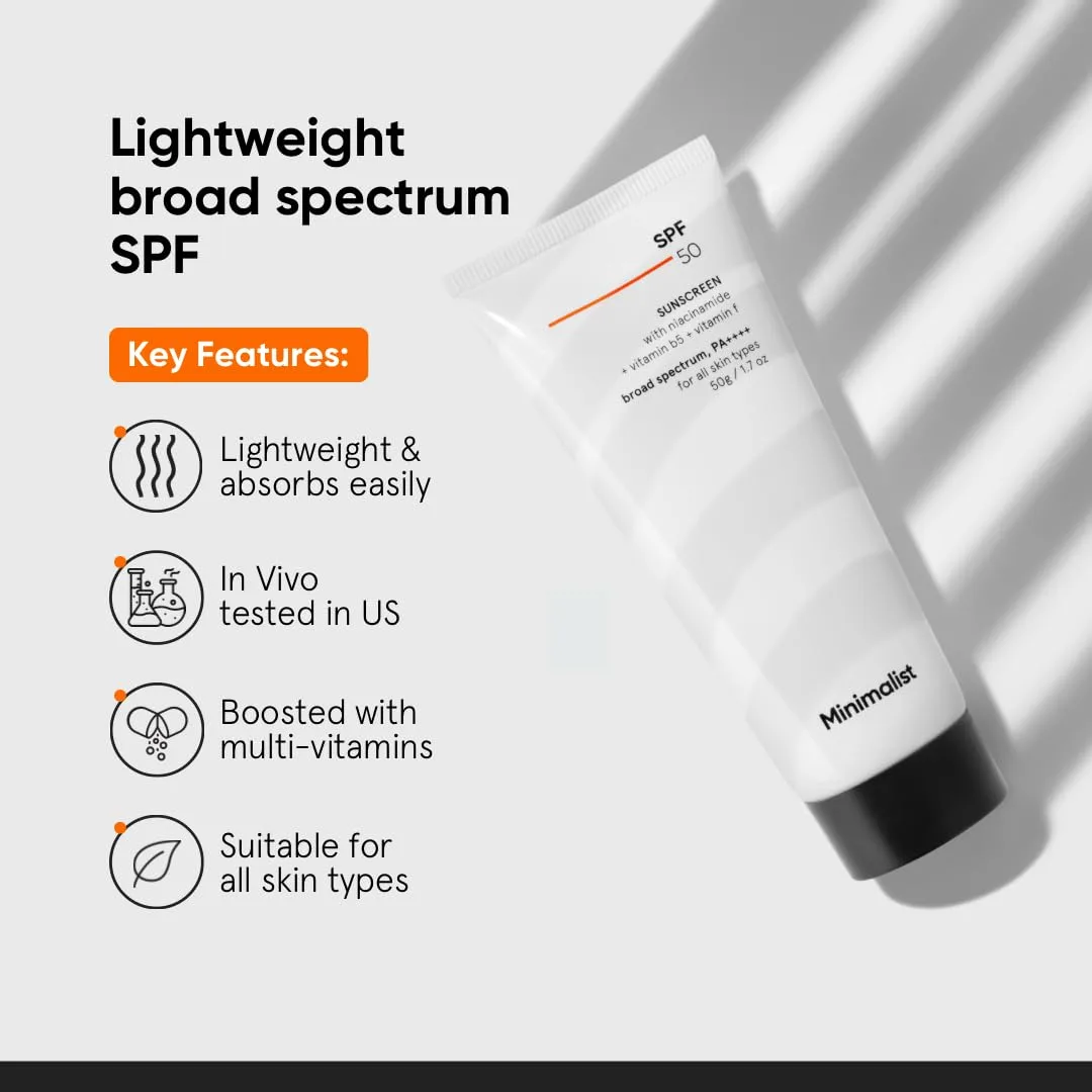 In-Depth Review: best sunscreen spf 50 - Minimalist Sunscreen SPF 50 PA+++ with Niacinamide & Multi-Vitamins | Clinically Tested in US (In-Vivo) | 3 Minimalist Sunscreen SPF 50 PA - view 2