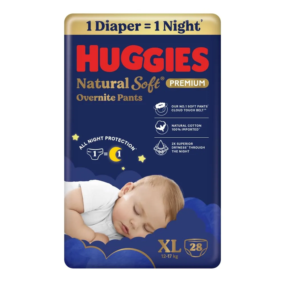 Huggies Natural Soft Overnite Diaper Pants| Premium Pant Style Baby best baby diapers india