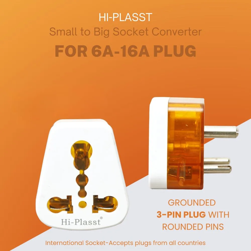 In-Depth Review: best travel adapter plug - Hi-Plasst 16amp Converter Plug for India (Pack of 1) 6ampere to 16ampere 3-Pin International Socket for Bi 6 Hi-Plasst 16amp Converter Plu - view 5