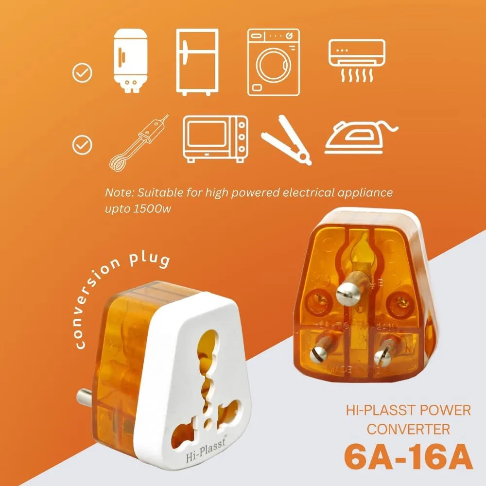 In-Depth Review: best travel adapter plug - Hi-Plasst 16amp Converter Plug for India (Pack of 1) 6ampere to 16ampere 3-Pin International Socket for Bi 8 Hi-Plasst 16amp Converter Plu - view 7
