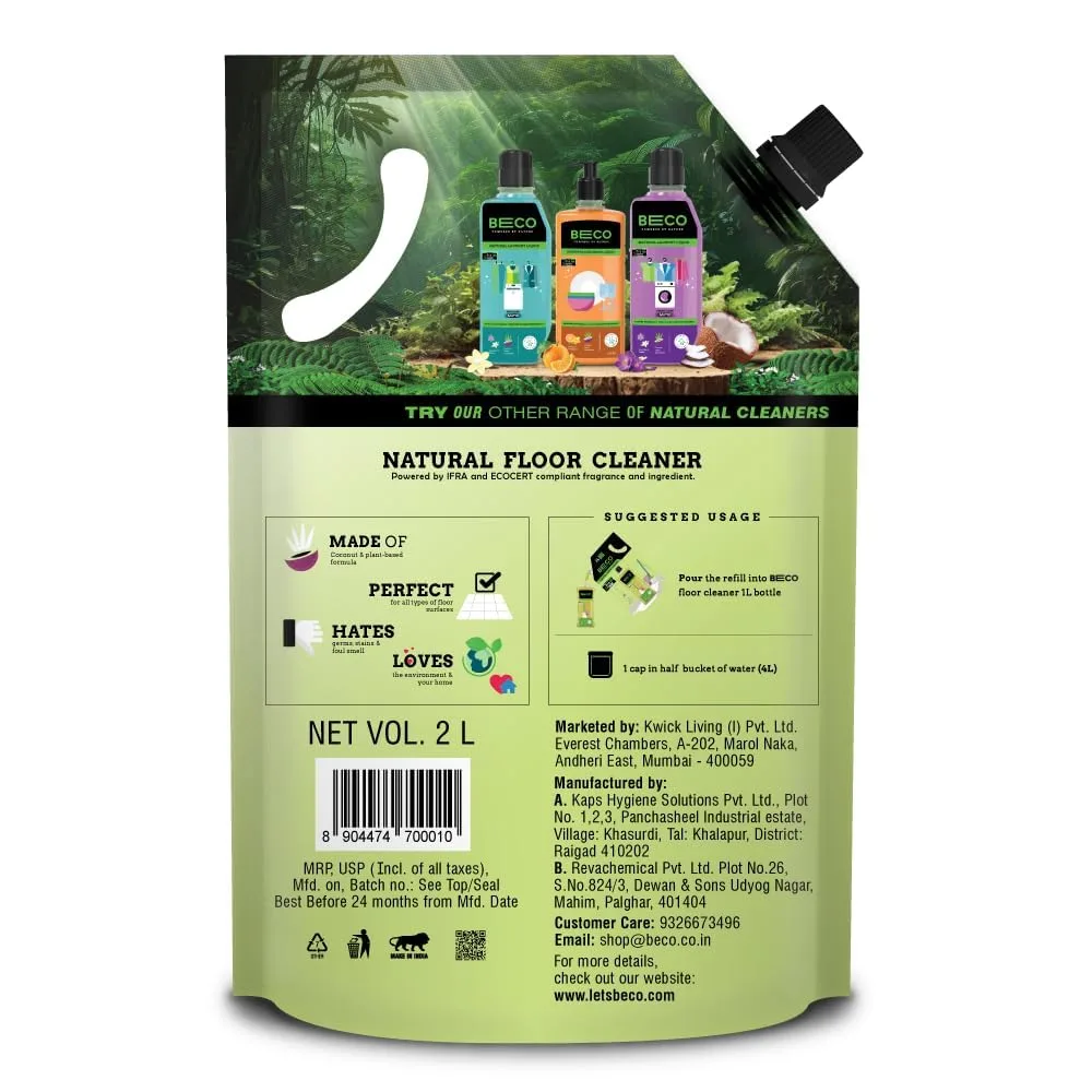 In-Depth Review: best floor cleaner liquid - Beco Natural Disinfectant Surface & Floor Cleaning Liquid | 2L Refill Pack | Non Toxic Germ Kill Formula 7 Beco Natural Disinfectan - view 6