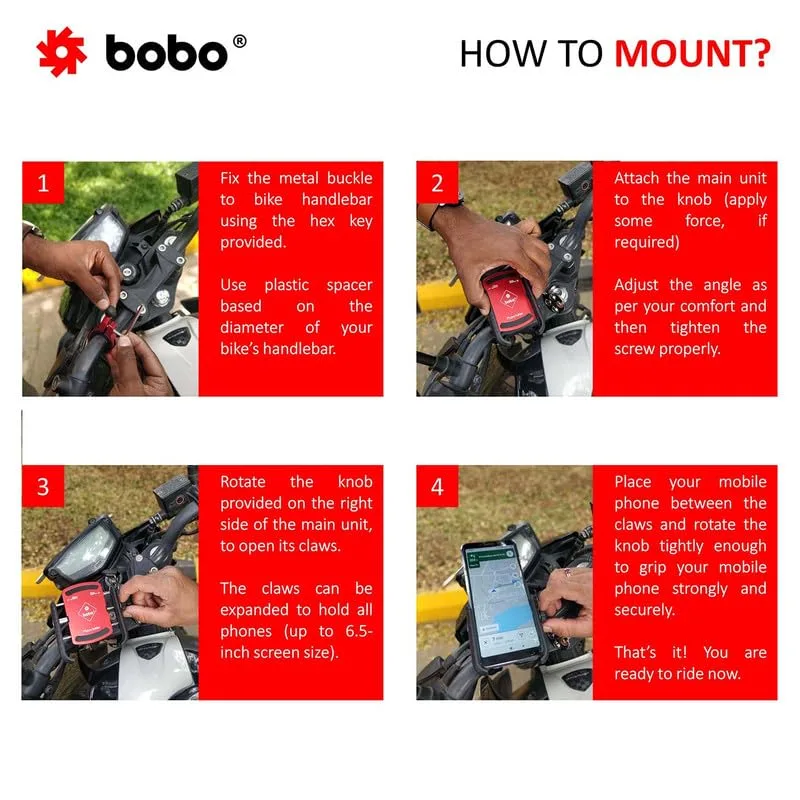 In-Depth Review: best bike phone mount - BOBO BM4 Jaw-Grip Waterproof Bike/Motorcycle/Scooter Mobile Phone Holder Mount, Ideal for Maps and GPS Naviga 8 BOBO BM4 Jaw-Grip Waterp - view 7