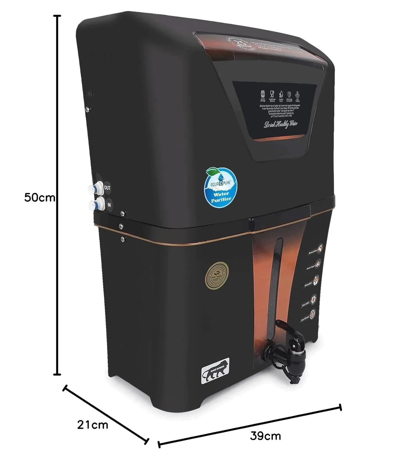In-Depth Review: best water purifier home - AQUA D PURE 4 in 1 Copper RO Water Purifier with 10 Stage Purification Filtration, UV, UF, TDS Adjuster an 11 AQUA D PURE 4 in 1 Coppe - view 10
