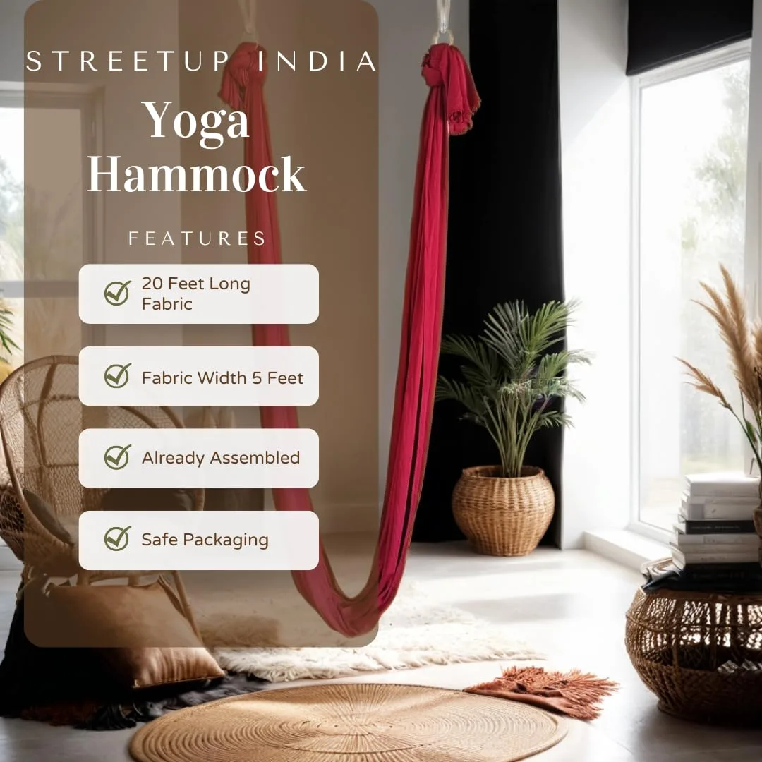 In-Depth Review: best travel hammock - Streetup India® Lycra Fabric Aerial Swing/Yoga Hammock With 20 Feet Long Fabric With 2 Carabiner | | best trav 4 Streetup India® Lycra Fabri - view 3