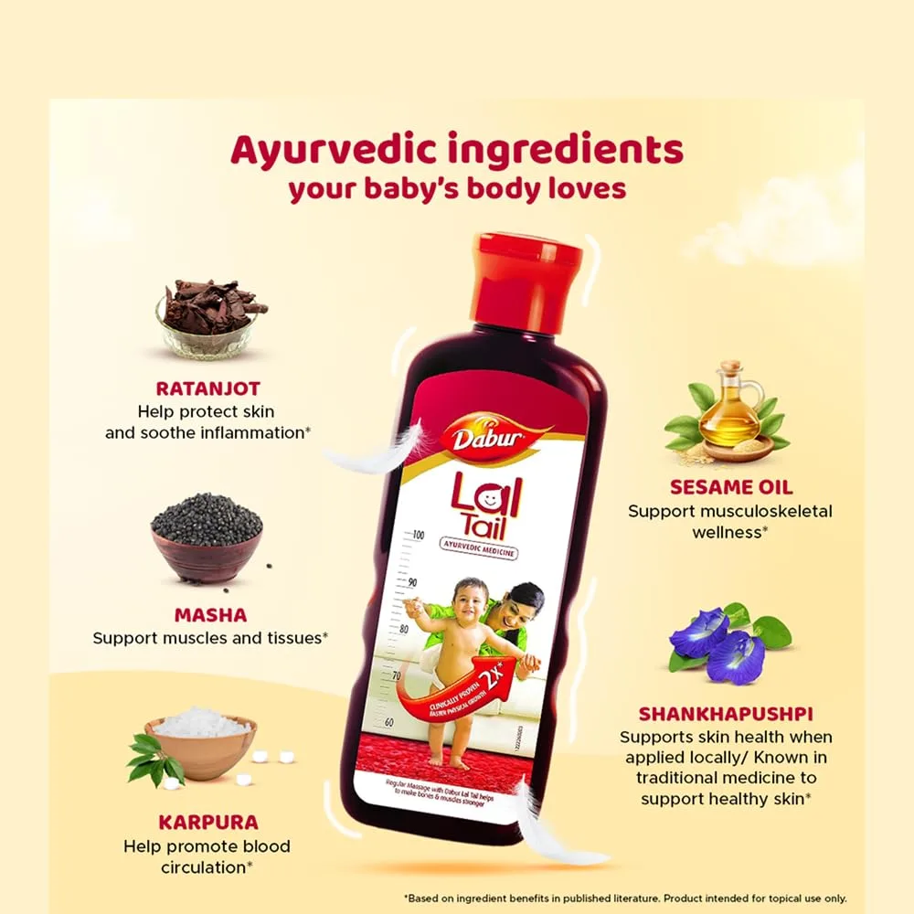 In-Depth Review: best baby oil massage - Dabur Lal Tail : Ayurvedic Baby Massage Oil 500Ml|Clinically Tested 2X Faster Physical Growth For Stronger Bo 4 Dabur Lal Tail : Ayurvedi - view 3
