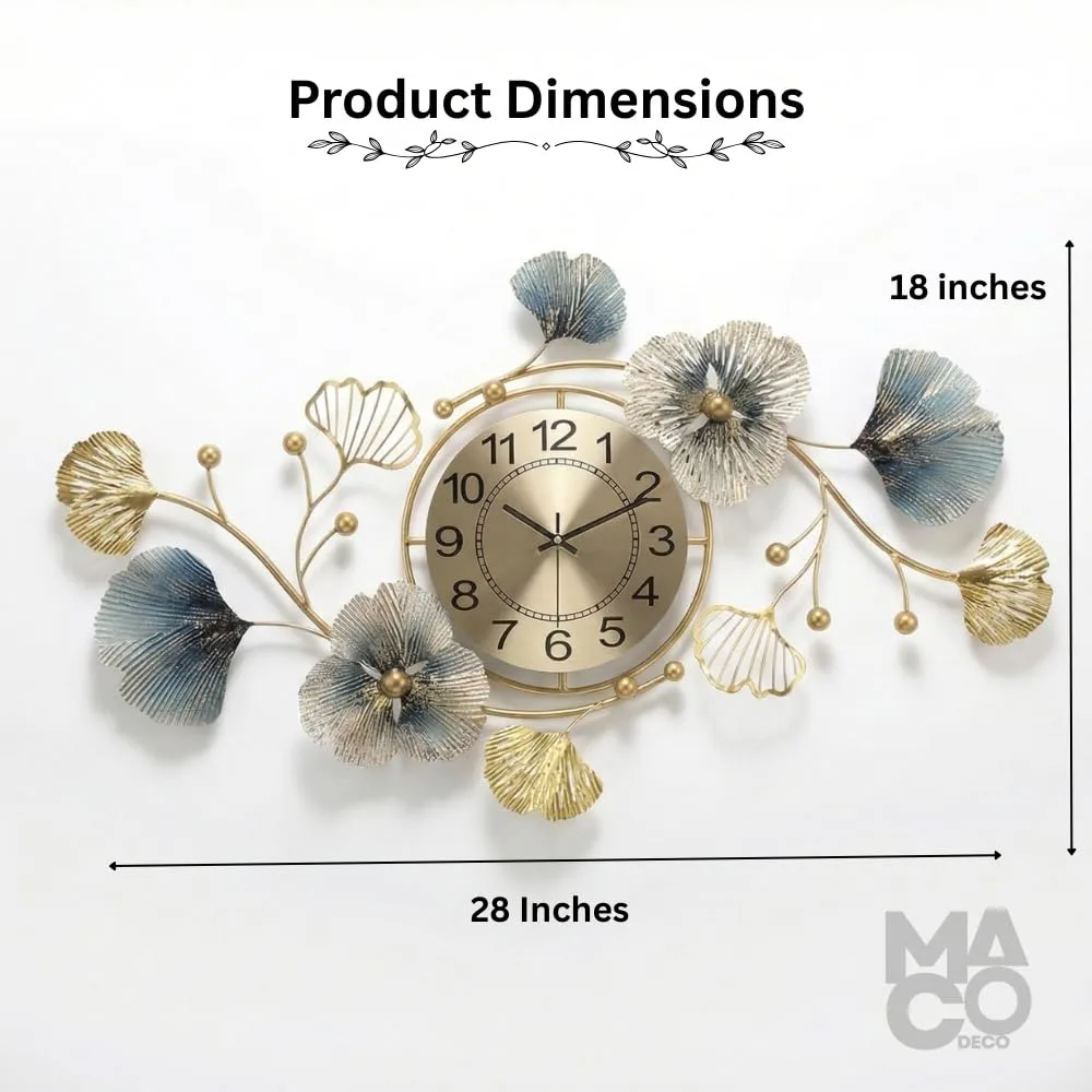 In-Depth Review: best wall clock home decor - Metal Analog Wall Clock - Floral Design with Silent Sweep Machine - Ideal Home Decor Items and Wall Deco 4 Metal Analog Wall Clock - - view 3