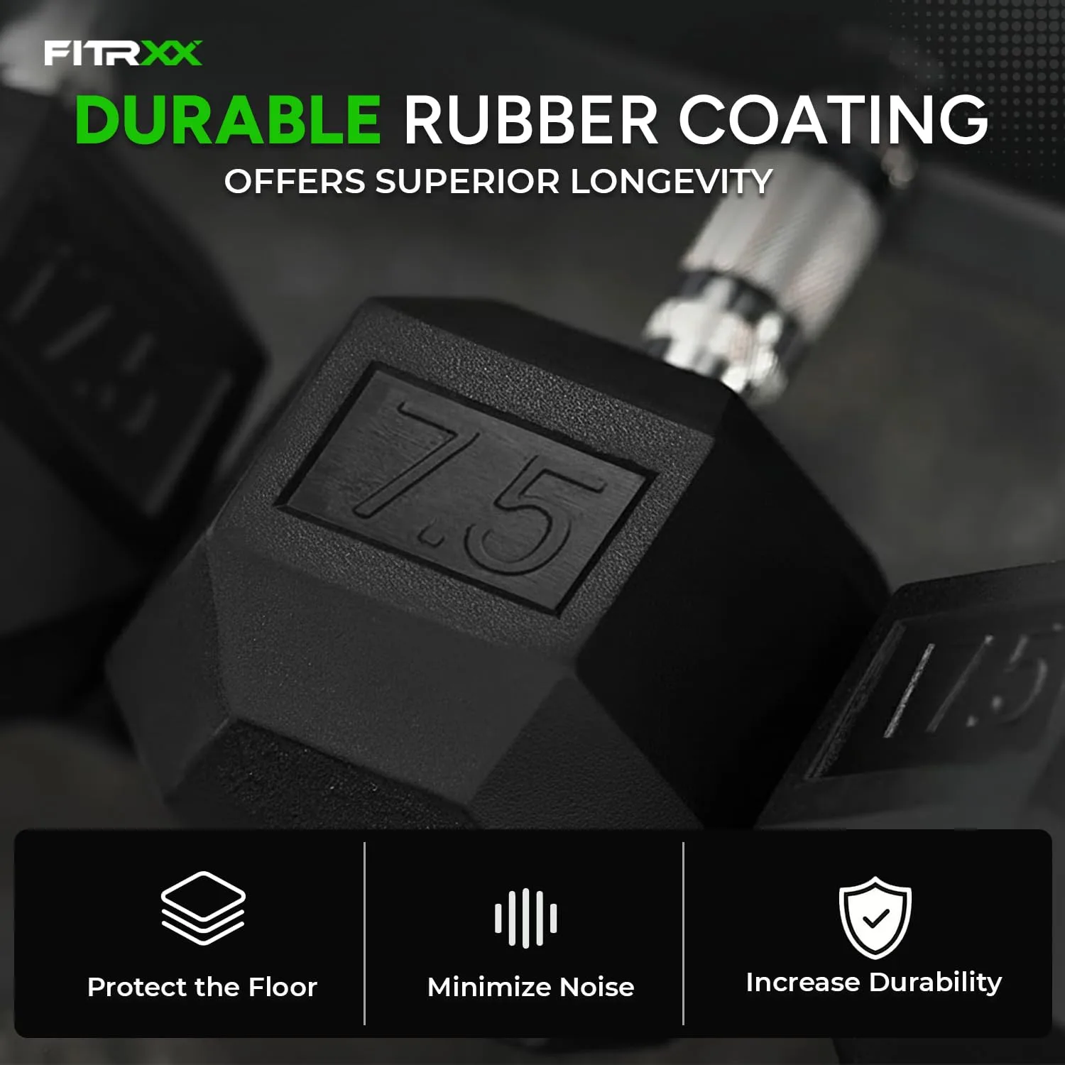 In-Depth Review: best dumbbells for home gym - FITRXX Rubber Coated Hexa Dumbbell Set (7.5 kg Pair) | Professional Exercise Dumbbells for Men & Women 3 FITRXX Rubber Coated Hexa - view 2
