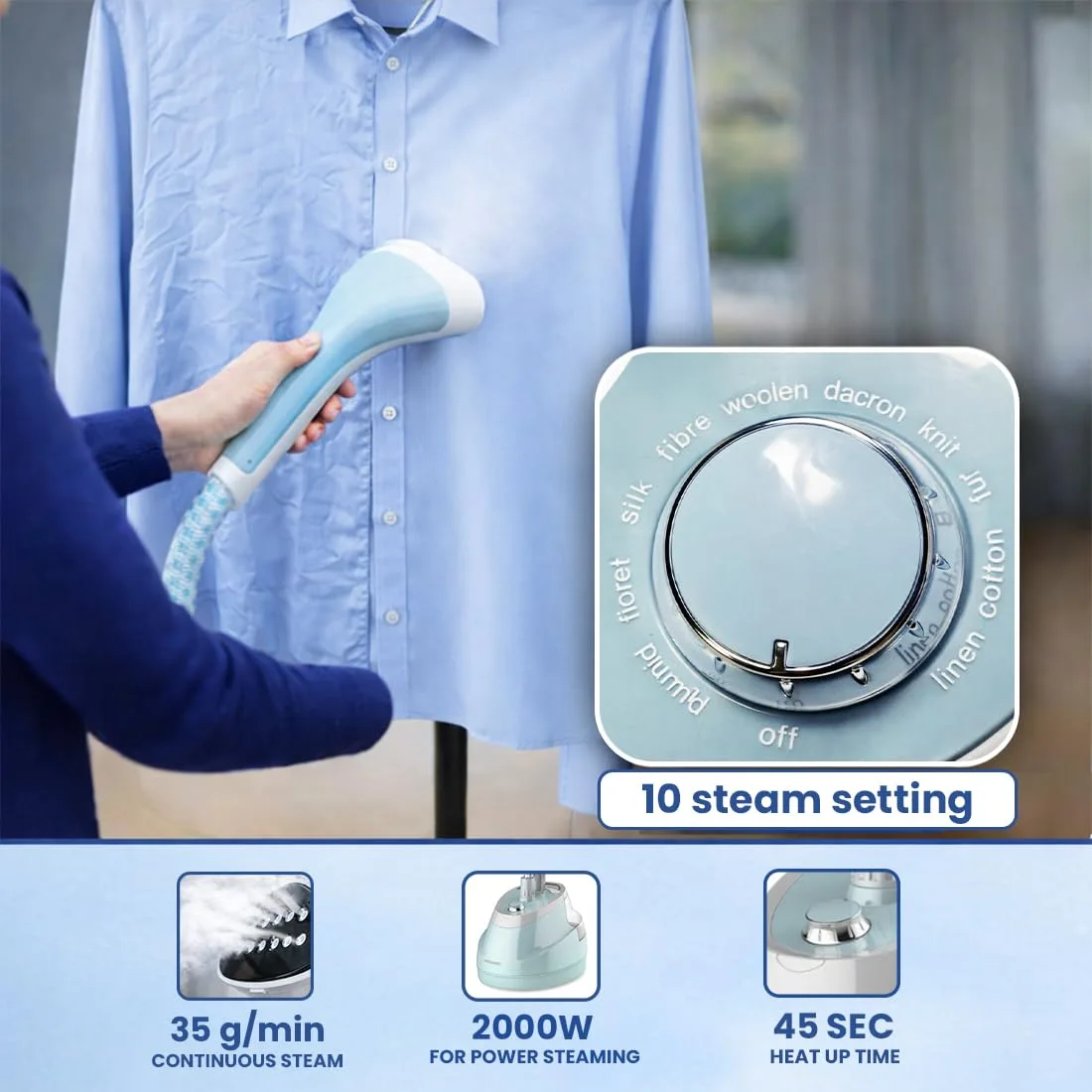 In-Depth Review: best travel steamer for clothes - Iron for Clothes | Wego Garment Steamer Vertical Standing Iron 1.6L Water Tank | 10 Steam Settings 5 Iron for Clothes | Wego - view 4