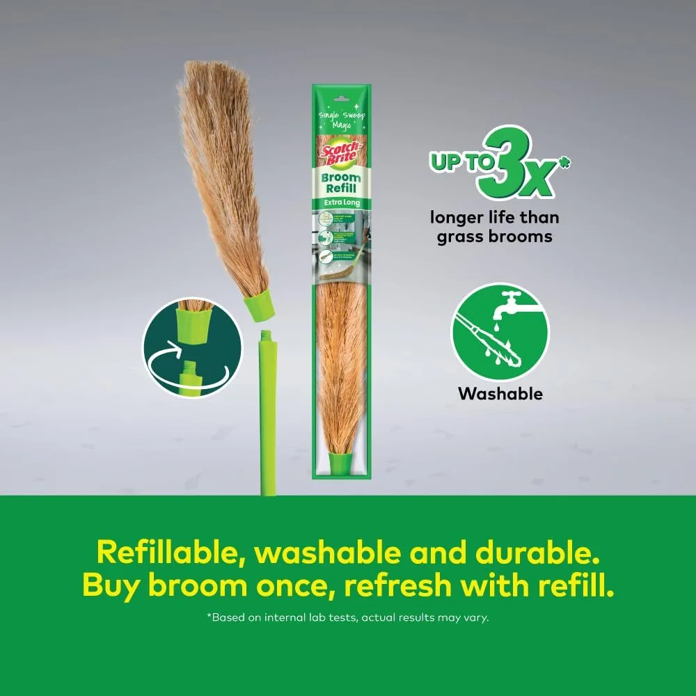 In-Depth Review: best broom for home - Scotch-Brite XL No-Dust Broom with Long Handle |Flat Fiber Jhadu for Fine Dust & Hair, Reaches All Corners | Mu 7 Scotch-Brite XL No-Dust Broom wi - view 6