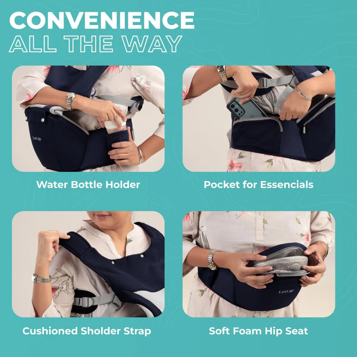 In-Depth Review: best baby carrier india - LuvLap Comfy Newborn Baby Carrier with Detachable Hip Seat (3 in 1), Ergonomically Designed (6-24 Months), 6 LuvLap Comfy Newborn Baby - view 5