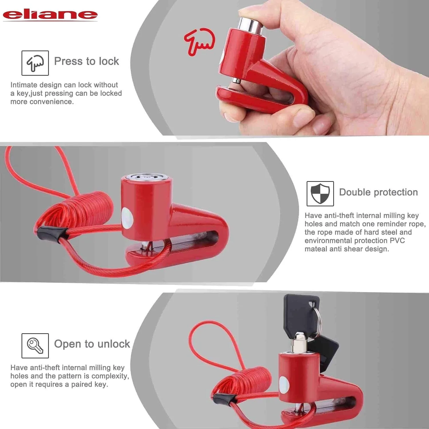 best bike disc lock - Eliane Disc Lock Motorcycle Brake Anti 3 Eliane Disc Lock Motorcycl - view 3