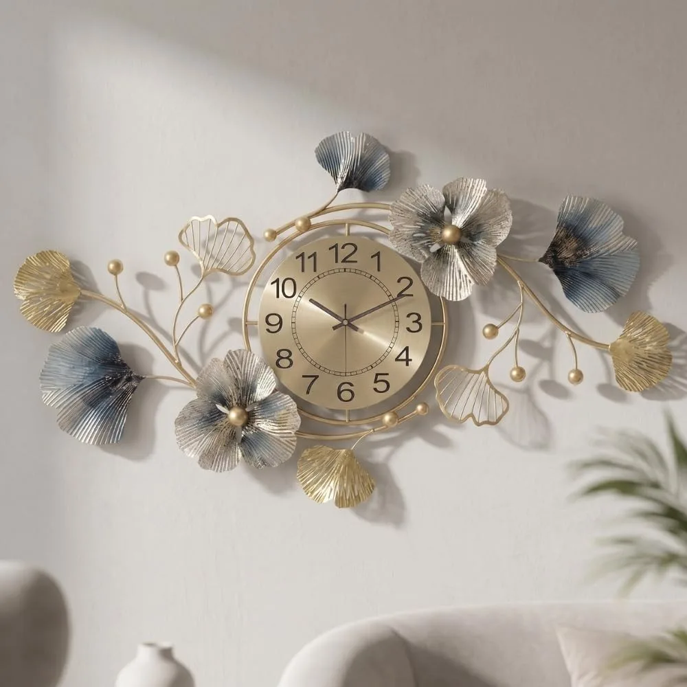 In-Depth Review: best wall clock home decor - Metal Analog Wall Clock - Floral Design with Silent Sweep Machine - Ideal Home Decor Items and Wall Deco 2 best wall clock home decor