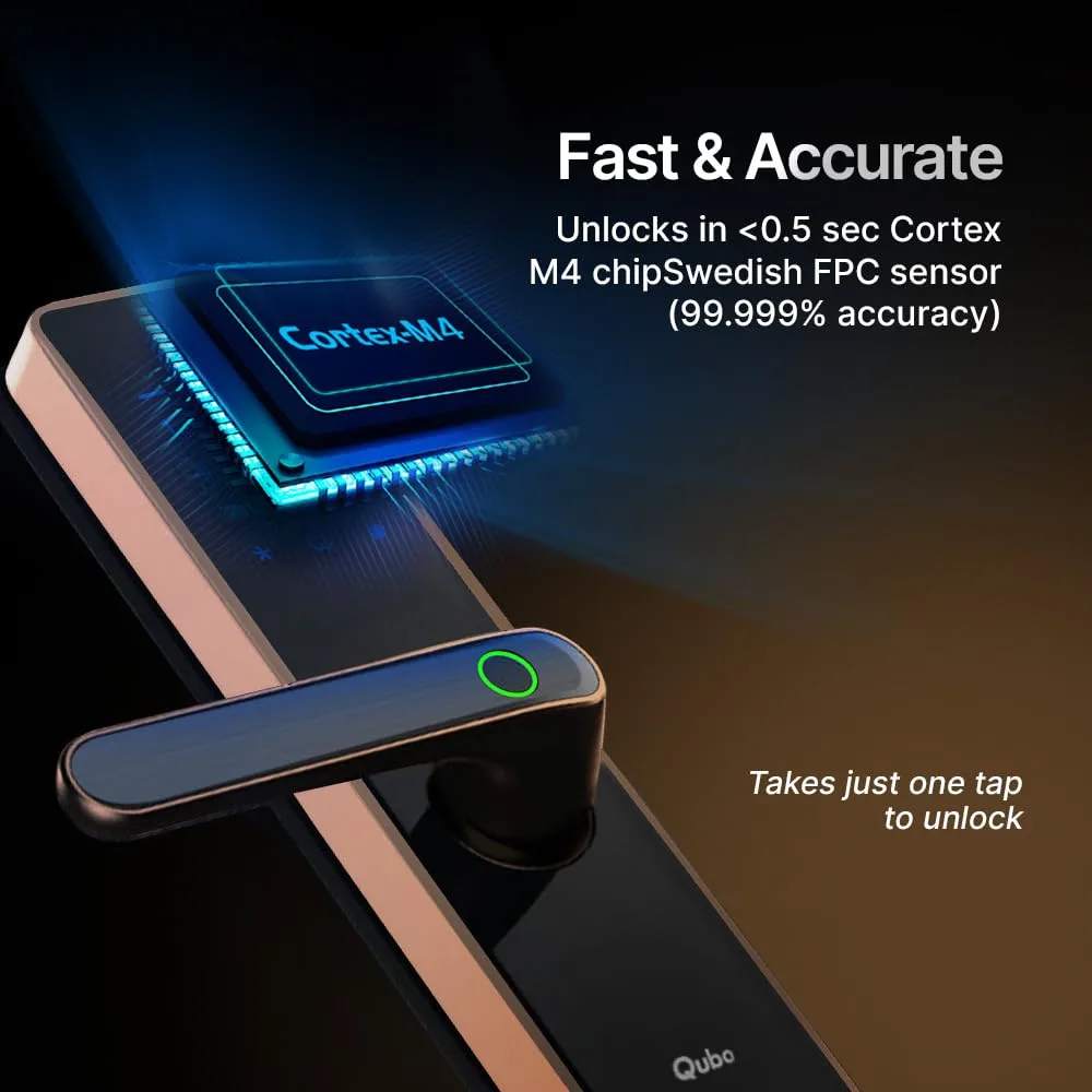 In-Depth Review: best door lock digital - QUBO Smart Door Lock Essential Copper from Hero Group | 7-Way Unlocking | Mobile App | Fingerprint | OTP Rem 7 QUBO Smart Door Lock Ess - view 6