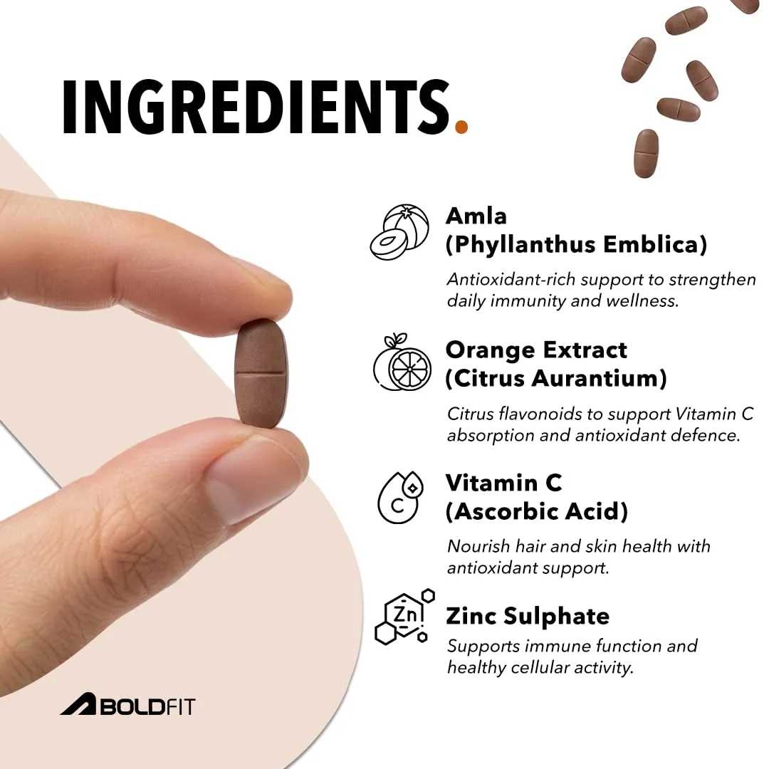 In-Depth Review: best immunity booster supplements - Boldfit Vitamin C Tablets for Men and Women Vitamin C Supplement with Amla Orange Extract and Zin 5 best immunity booster supplements view 3