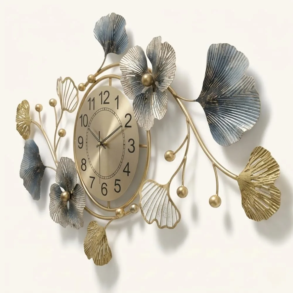 In-Depth Review: best wall clock home decor - Metal Analog Wall Clock - Floral Design with Silent Sweep Machine - Ideal Home Decor Items and Wall Deco 3 Metal Analog Wall Clock - - view 2