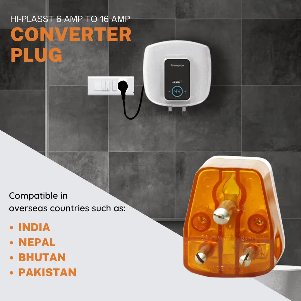 In-Depth Review: best travel adapter plug - Hi-Plasst 16amp Converter Plug for India (Pack of 1) 6ampere to 16ampere 3-Pin International Socket for Bi 7 Hi-Plasst 16amp Converter Plu - view 6