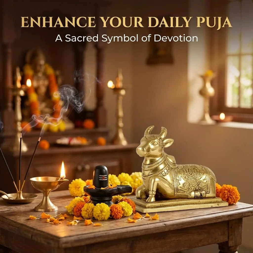 In-Depth Review: best home decor items india - Two Moustaches Brass Nandi Idol 5 Inch | Nandi Murti for Pooja Room & Home Temple | Lotus Engraved Hand 8 Two Moustaches Brass Na - view 7