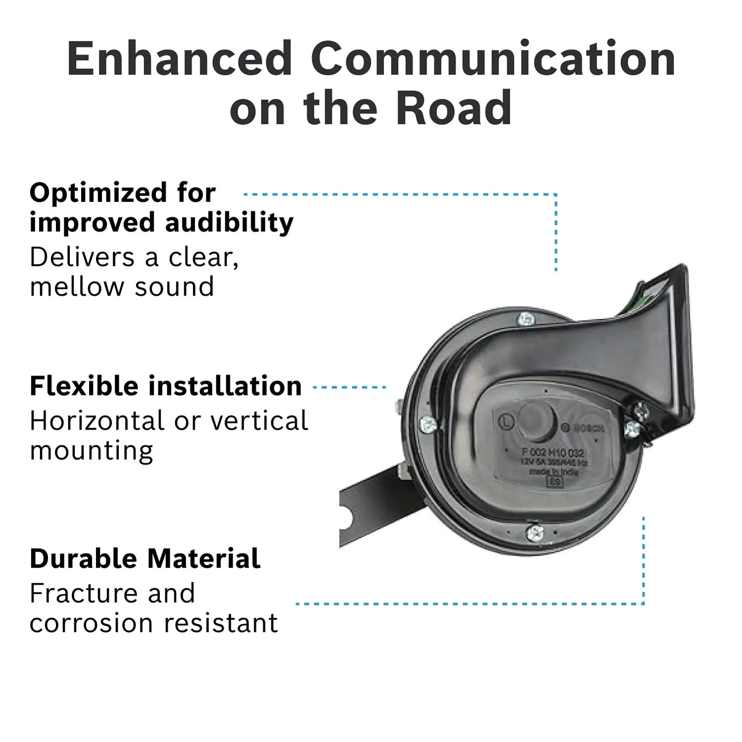 In-Depth Review: best car horn - Bosch Symphony Horn F002H10028 – Set of 2 Dual Tone Car Horns – 12V, 420/500 Hz, 105-118 dB – Unive 5 Bosch Symphony Horn F002H - view 4