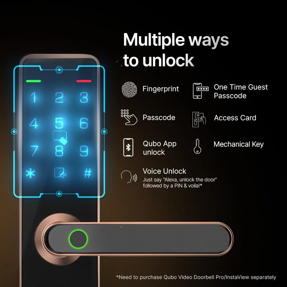 In-Depth Review: best door lock digital - QUBO Smart Door Lock Essential Copper from Hero Group | 7-Way Unlocking | Mobile App | Fingerprint | OTP Rem 4 QUBO Smart Door Lock Ess - view 3