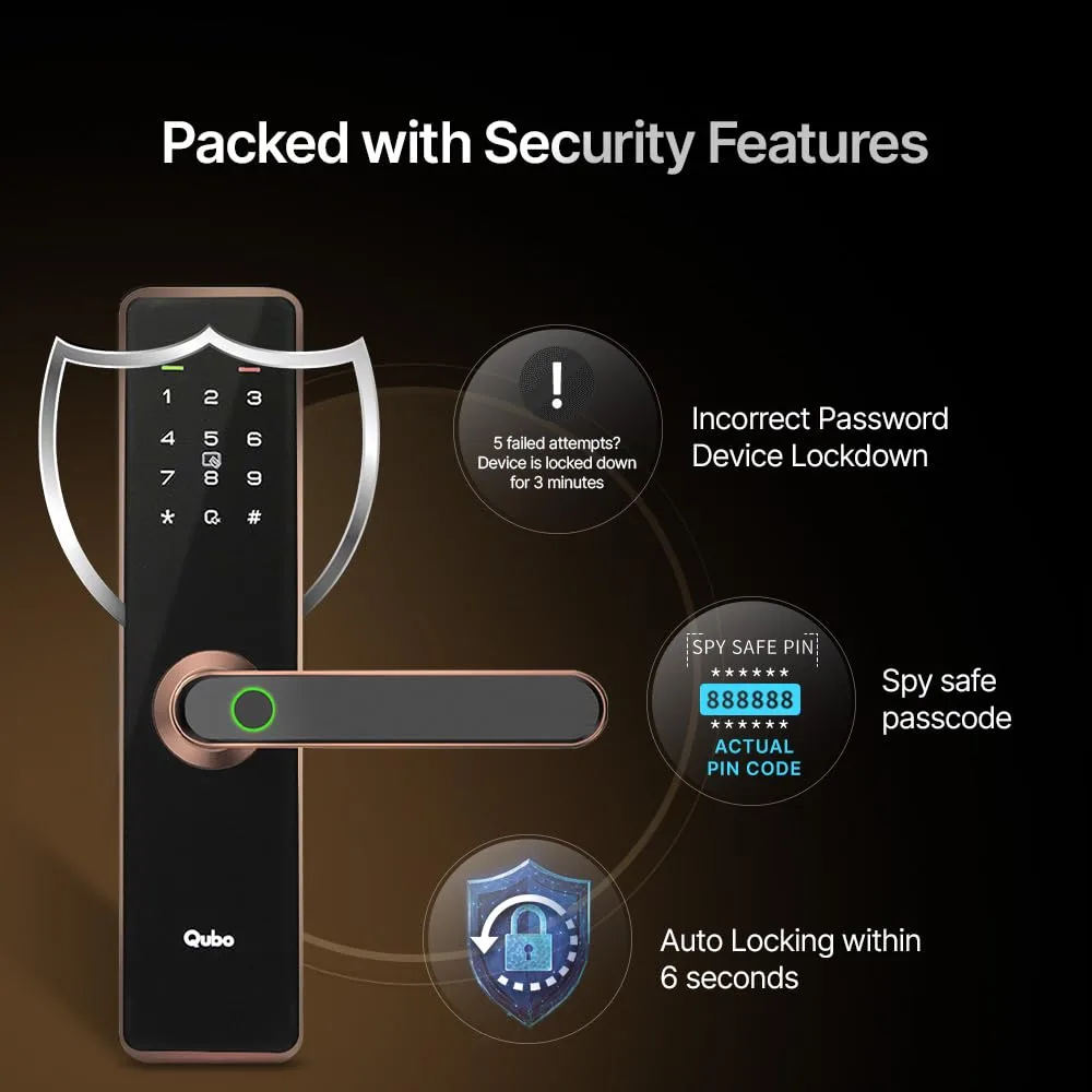 In-Depth Review: best door lock digital - QUBO Smart Door Lock Essential Copper from Hero Group | 7-Way Unlocking | Mobile App | Fingerprint | OTP Rem 8 QUBO Smart Door Lock Ess - view 7