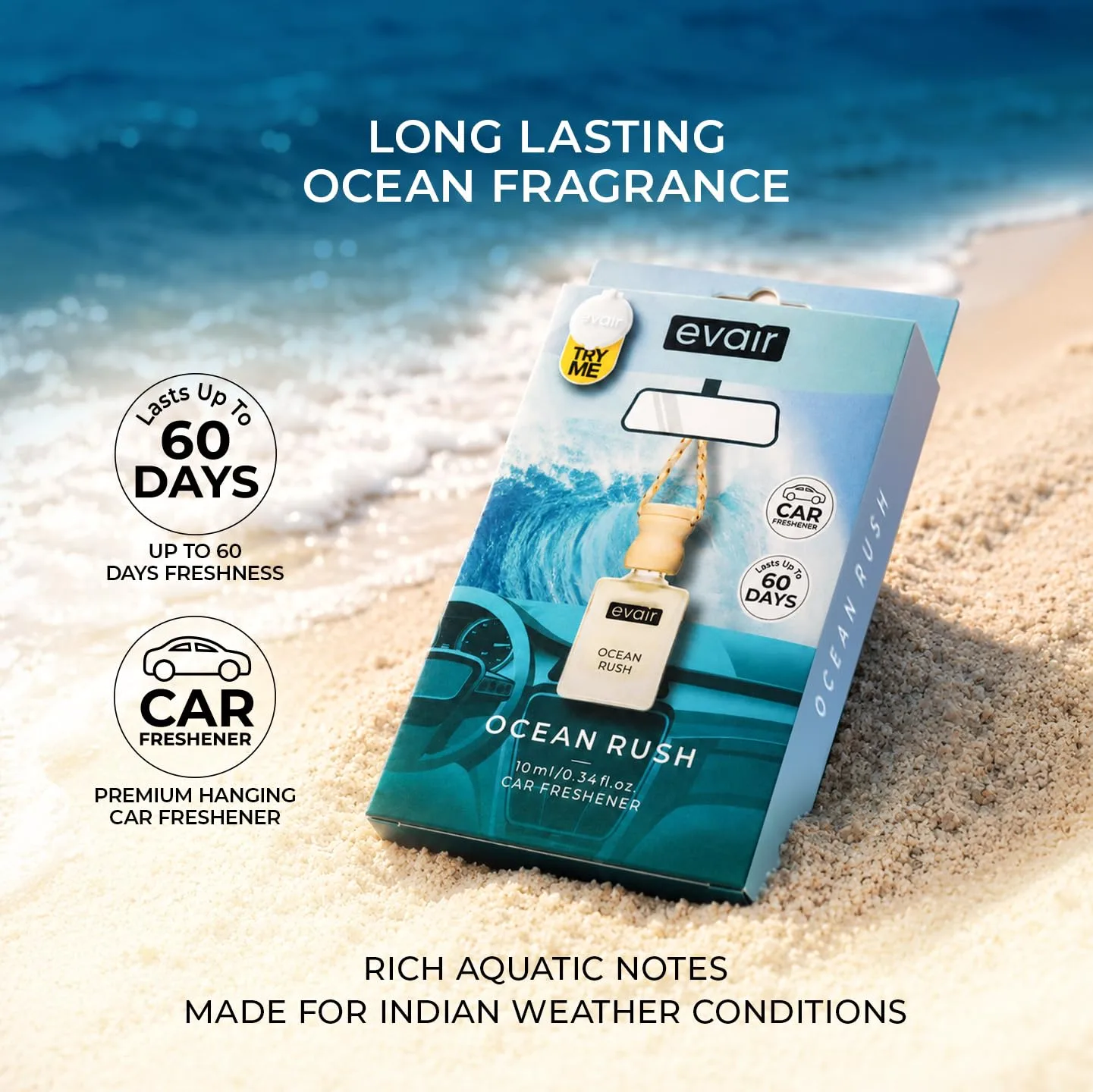 In-Depth Review: best car perfume diffuser - Evair OCEAN RUSH Luxury Car Air Freshener | Cool Aqua Essential Oil Hanging Car Perfume | Long Lasting Ca 7 Evair OCEAN RUSH Luxury C - view 6