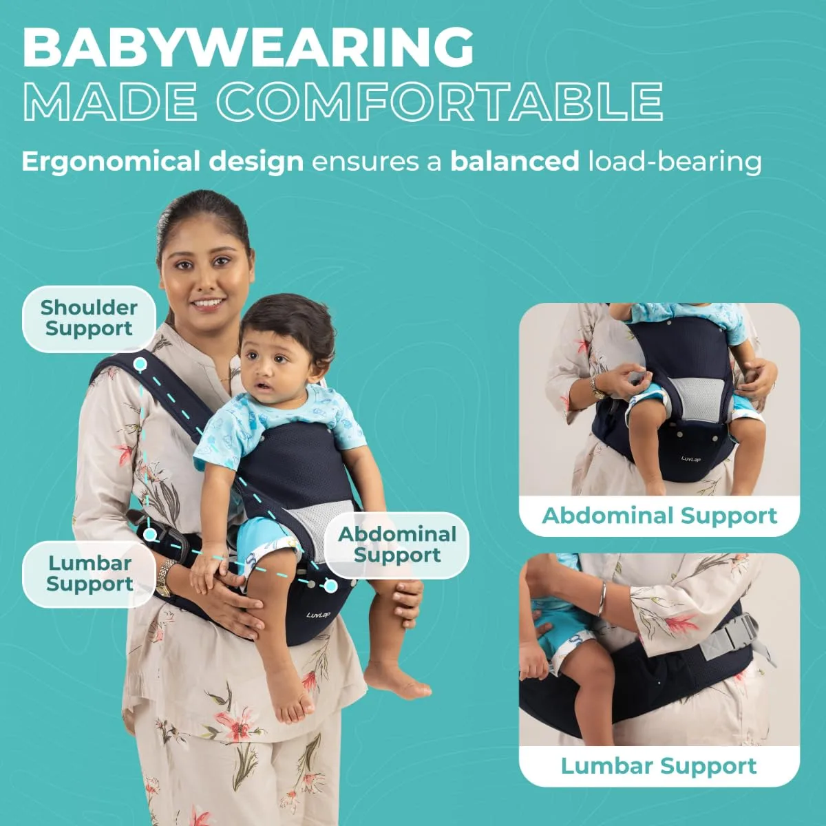 In-Depth Review: best baby carrier india - LuvLap Comfy Newborn Baby Carrier with Detachable Hip Seat (3 in 1), Ergonomically Designed (6-24 Months), 5 LuvLap Comfy Newborn Baby - view 4