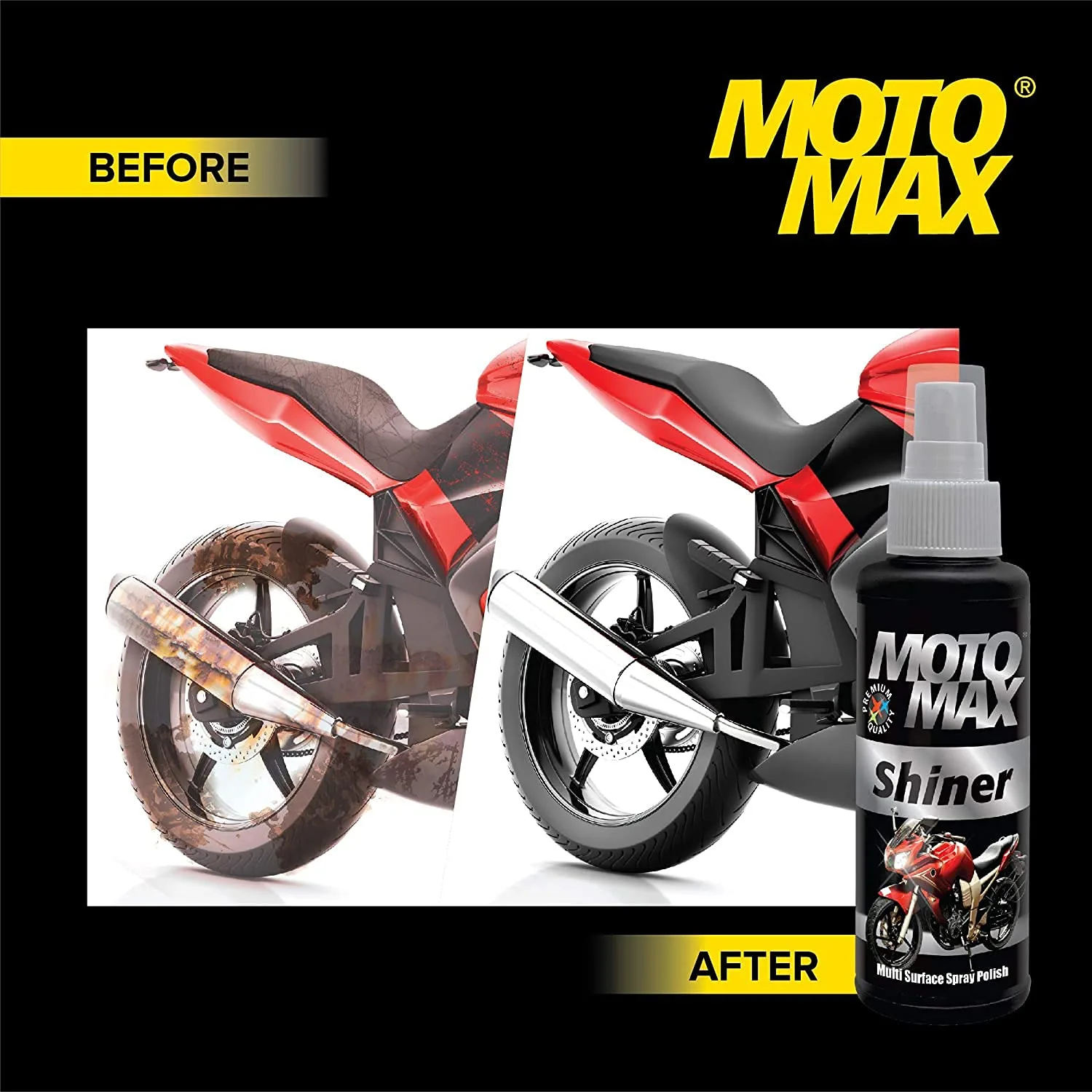 In-Depth Review: best bike polish spray - Motomax Shiner Multi surface Spray Polish 100ml|Instantly Cleans, Polishes and Shines Motorbikes, Scooters, 6 Motomax Shiner Multi surfac - view 5