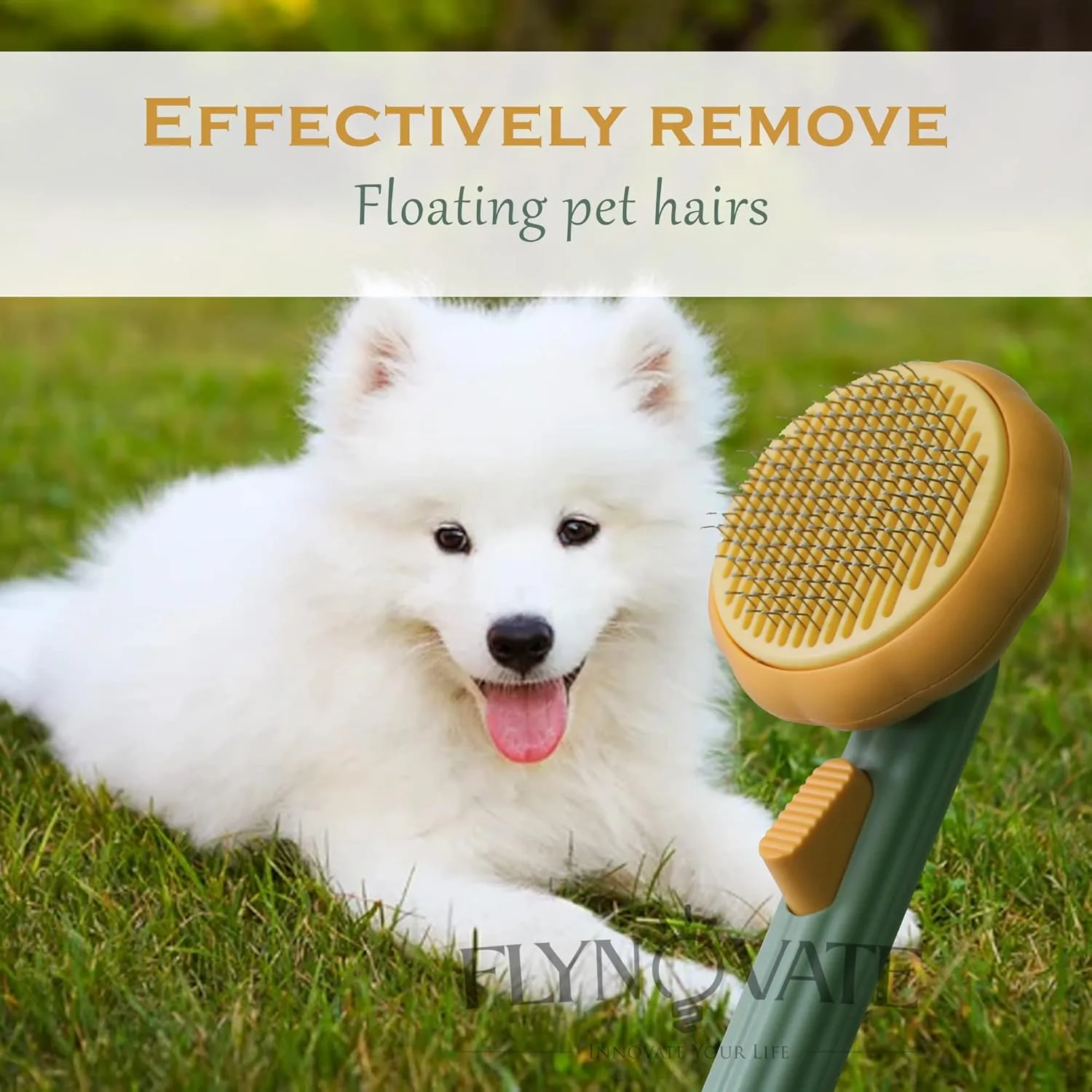 In-Depth Review: best pet grooming kit india - Flynovate Self Cleaning Dog Comb & Cat Comb - Pet Hair Remover Grooming Comb with Switch & PAIN - FREE 8 Flynovate Self Cleaning Dog C - view 7