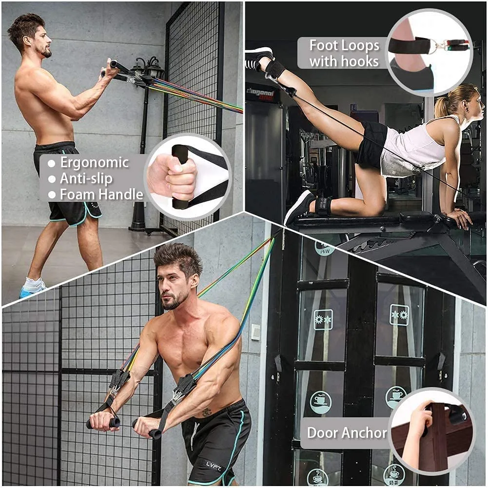 In-Depth Review: best resistance bands set - Fashnex Resistance Bands Set for Exercise, Stretching and Workout Toning Tube Kit with Foam Handles, Door 6 Fashnex Resistance Bands Se - view 5