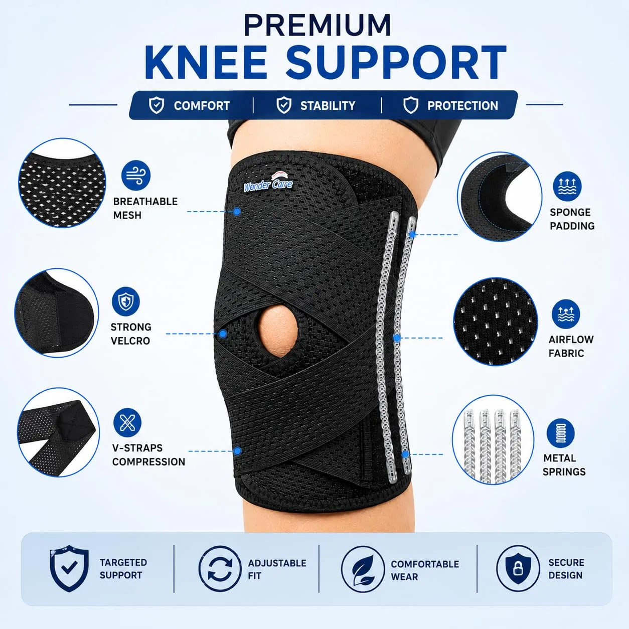 best knee support brace - Wonder Care Adjustable Wrap Knee S 2 Wonder Care Adjustable Wra - view 2