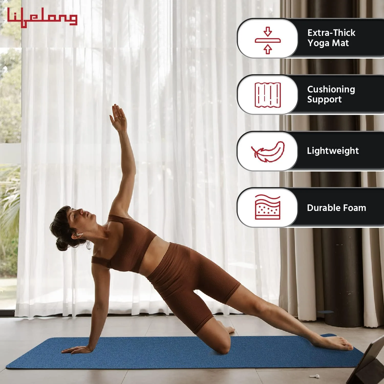 In-Depth Review: best yoga mat india - Lifelong Yoga Mat for Gym, Yoga & Home Workout | EVA Material 4mm Thick Anti-Slip Exercise & Fitness Mat with C 4 Lifelong Yoga Mat for Gym, Y - view 3