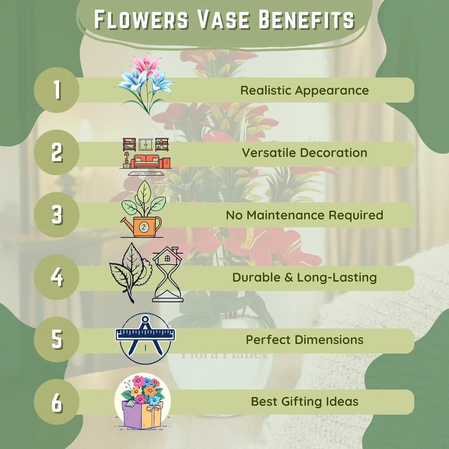 In-Depth Review: best artificial flowers vase - Flora Planet Artificial Plants for Home Decor & Office Decoration 1 Big Size Artificial Flowers Pot wi 8 Flora Planet Artificial P - view 7