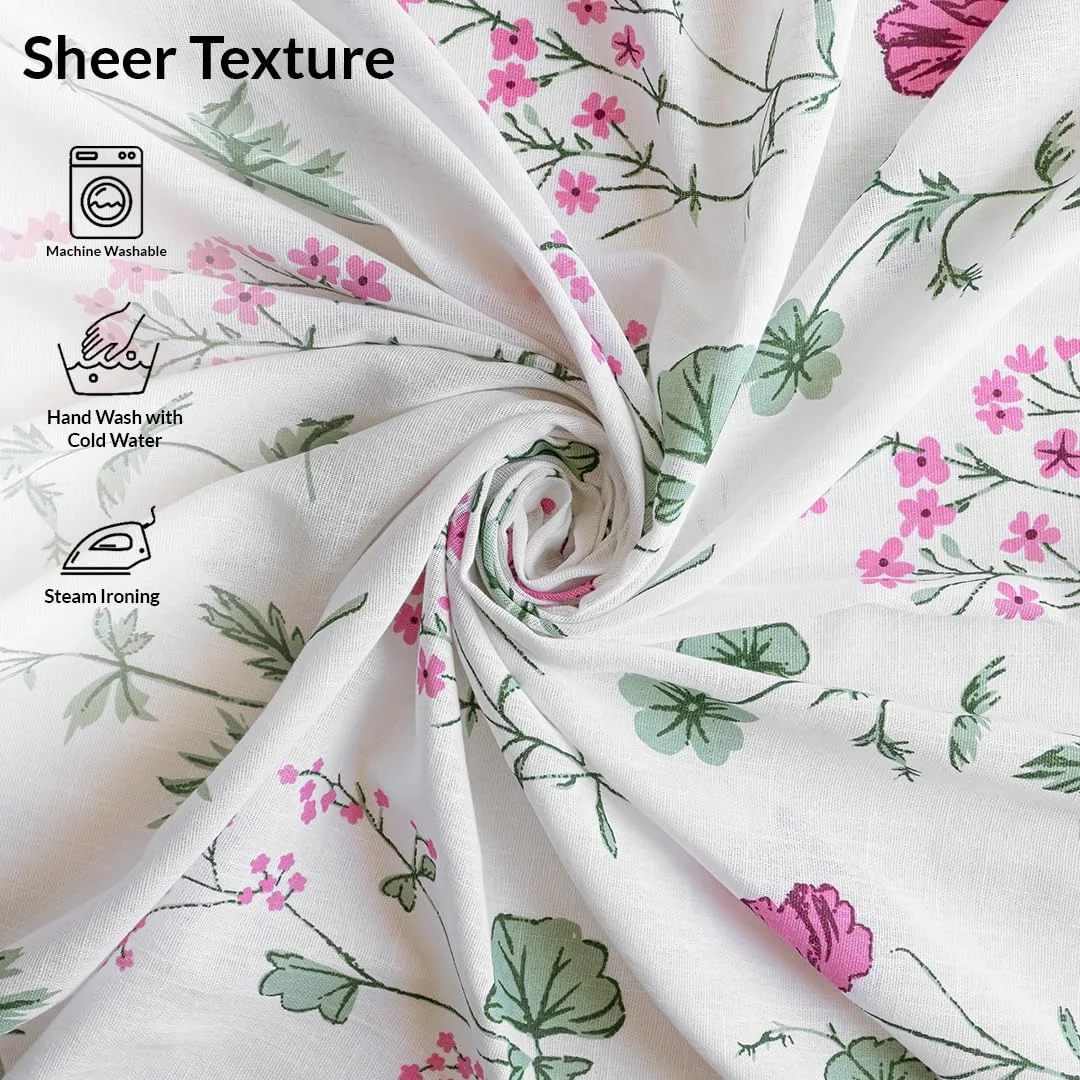 In-Depth Review: best curtain for home - HOMEMONDE Cotton Sheer Curtains for Door Sun Light Filtering Linen Textured Curtain Set of 2, Pink Floral Pri 7 best curtain for home view 5