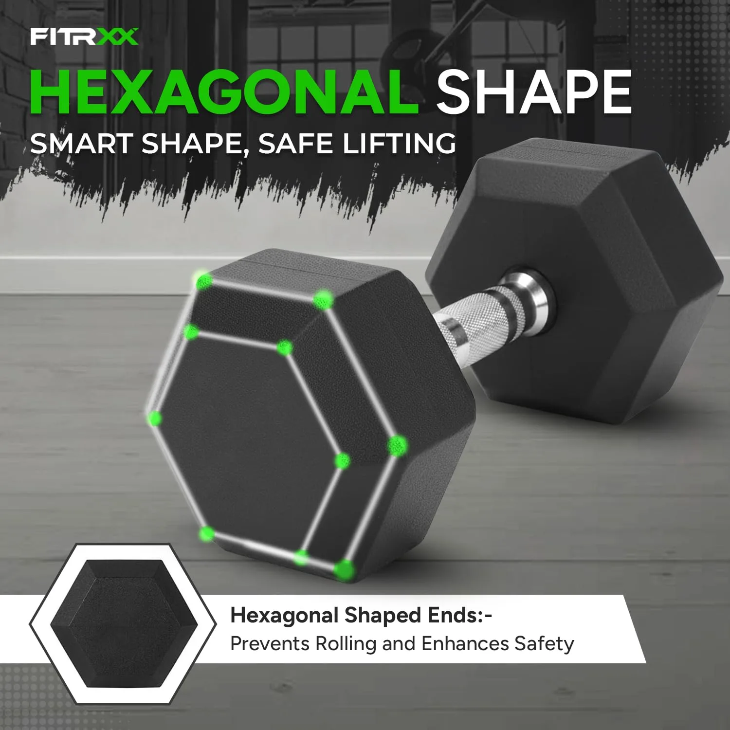 In-Depth Review: best dumbbells for home gym - FITRXX Rubber Coated Hexa Dumbbell Set (7.5 kg Pair) | Professional Exercise Dumbbells for Men & Women 8 FITRXX Rubber Coated Hexa - view 7