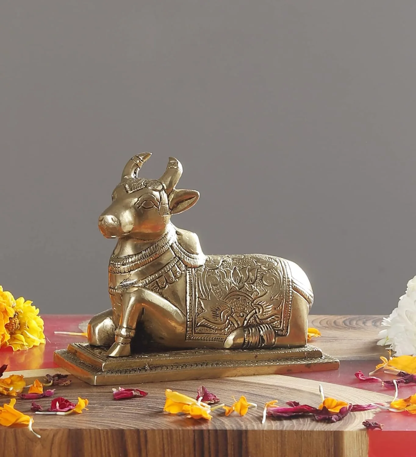 In-Depth Review: best home decor items india - Two Moustaches Brass Nandi Idol 5 Inch | Nandi Murti for Pooja Room & Home Temple | Lotus Engraved Hand 9 Two Moustaches Brass Na - view 8