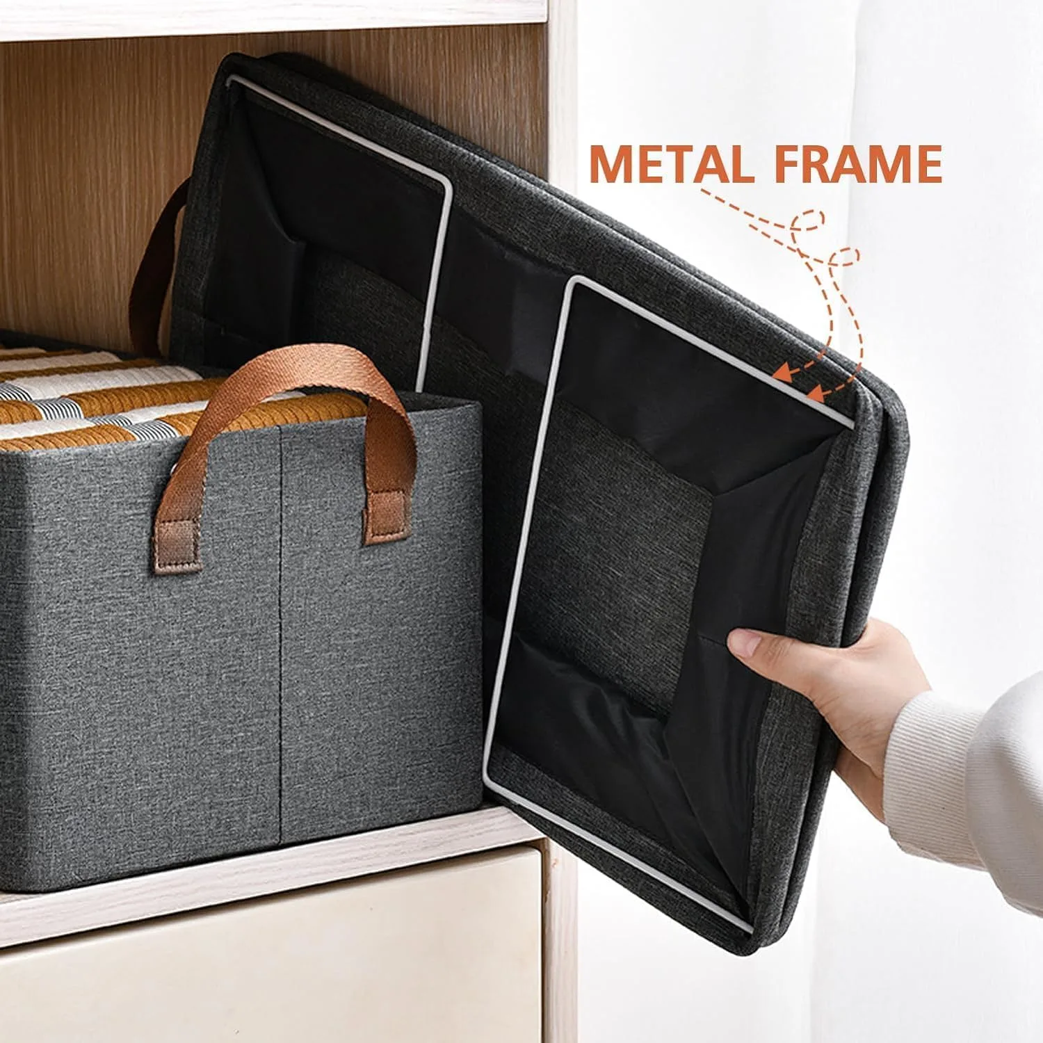 In-Depth Review: best storage boxes home - DAREV 4 Pcs Wardrobe Organizer for Clothes with Metal Frame Rectangle Storage Baskets for Clothing Fabric S 6 DAREV 4 Pcs Wardrobe Orga - view 5