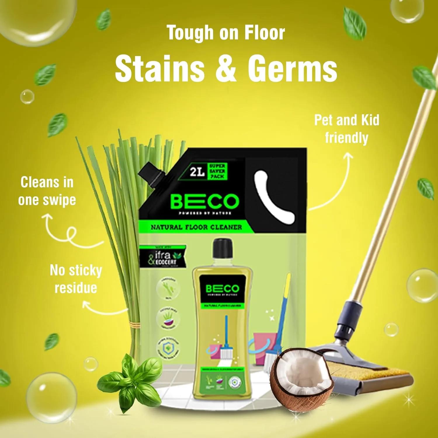 In-Depth Review: best floor cleaner liquid - Beco Natural Disinfectant Surface & Floor Cleaning Liquid | 2L Refill Pack | Non Toxic Germ Kill Formula 3 Beco Natural Disinfectan - view 2