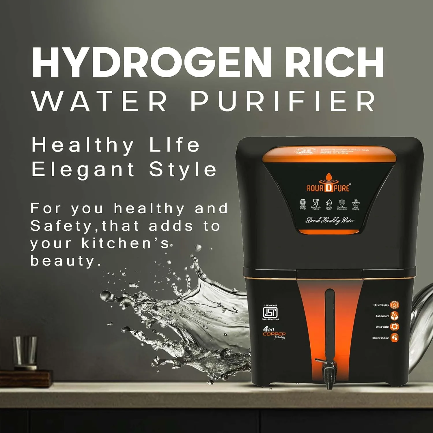 In-Depth Review: best water purifier home - AQUA D PURE 4 in 1 Copper RO Water Purifier with 10 Stage Purification Filtration, UV, UF, TDS Adjuster an 8 AQUA D PURE 4 in 1 Coppe - view 7