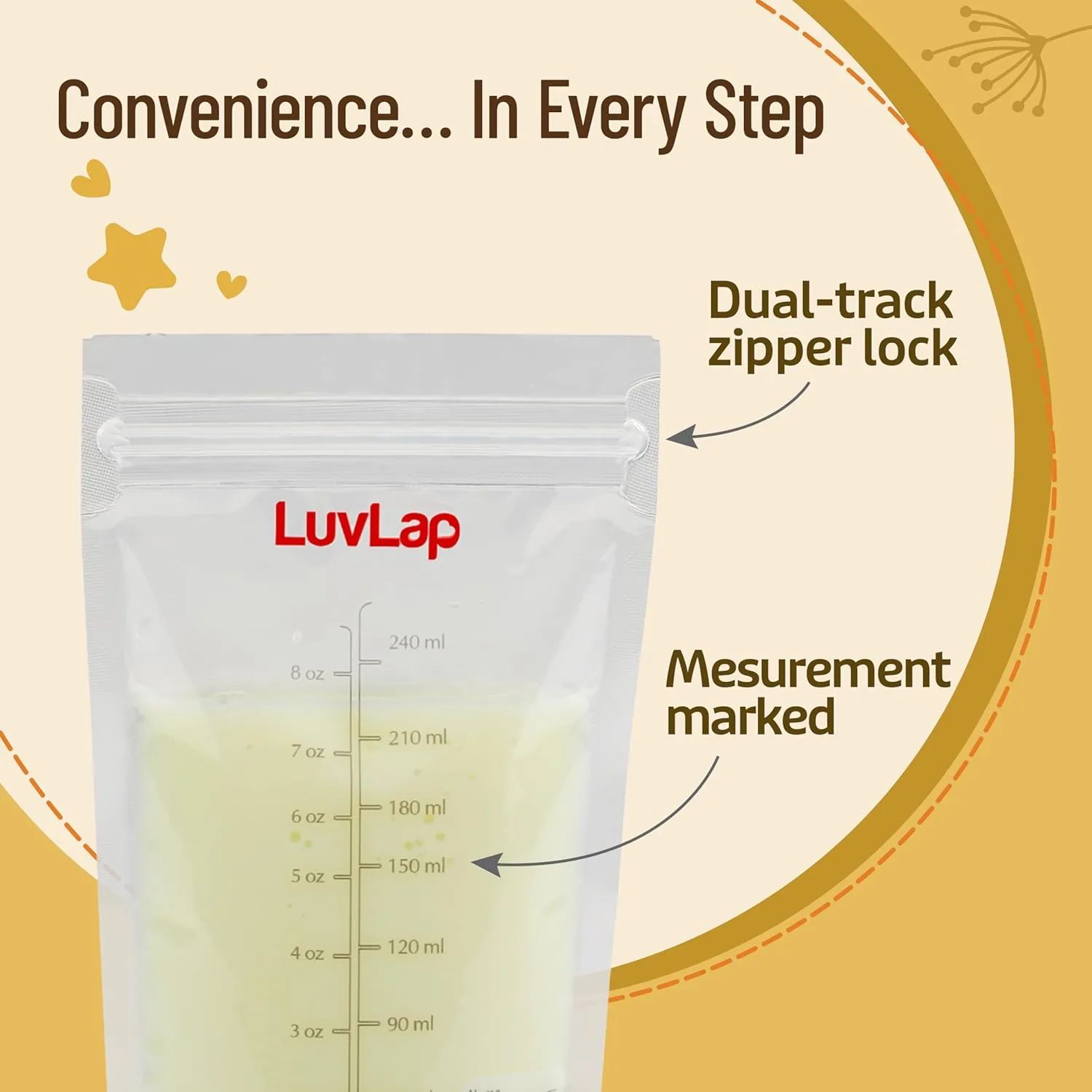 In-Depth Review: best baby milk storage bag - LuvLap Baby Breast Milk Storage Bags 240 ml (Pack of 25), BPA Free BPA Free Leak Proof Zip Lock Disposab 4 LuvLap Baby Breast Milk St - view 3