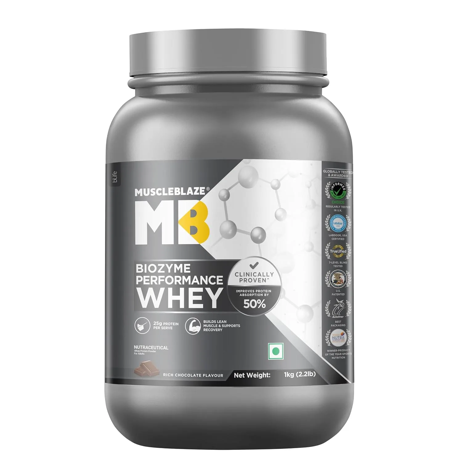 In-Depth Review: best protein powder india - MuscleBlaze Biozyme Performance Whey Protein Powder, Rich Chocolate (1kg / 2.2lbs) | 25g Protein Per Scoo 2 best protein powder india