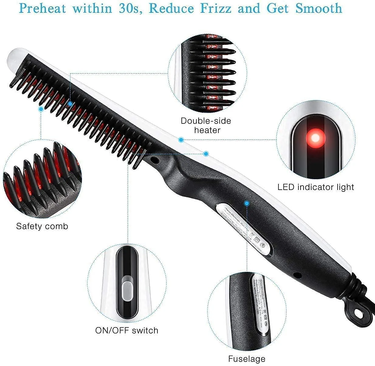 In-Depth Review: best beard straightener - AVIARA Quick Hair Styler for Men Electric Beard Straightener Massage V2 Hair Comb Multifunctional Curly Hai 3 AVIARA Quick Hair Styler f - view 2