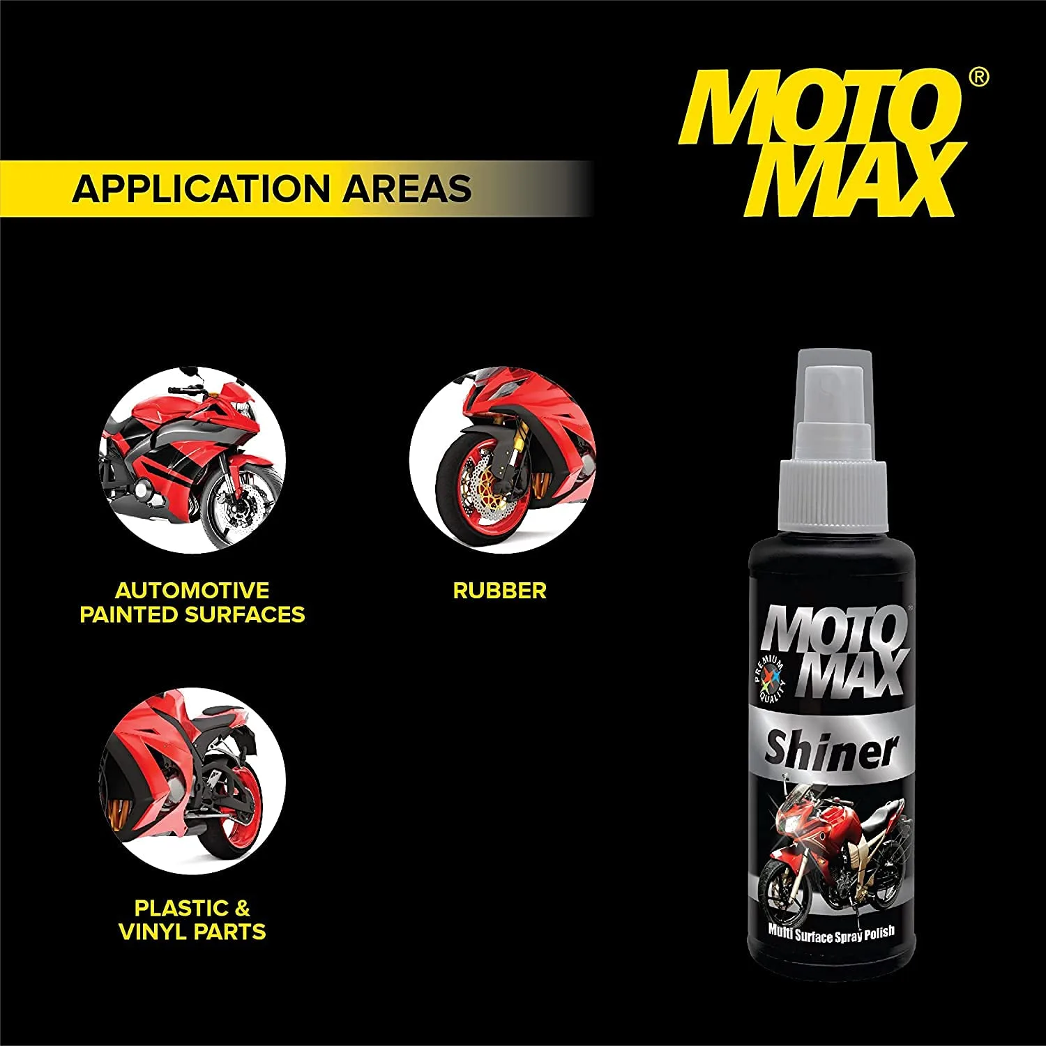 In-Depth Review: best bike polish spray - Motomax Shiner Multi surface Spray Polish 100ml|Instantly Cleans, Polishes and Shines Motorbikes, Scooters, 5 Motomax Shiner Multi surfac - view 4