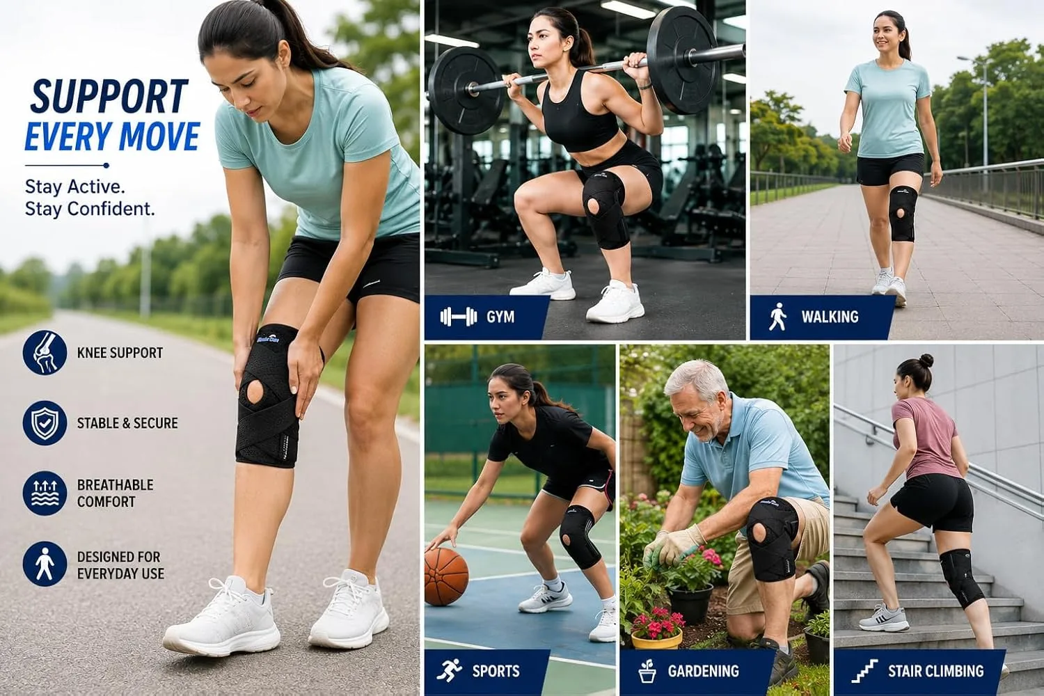 best knee support brace - Wonder Care Adjustable Wrap Knee S 7 Wonder Care Adjustable Wra - view 7