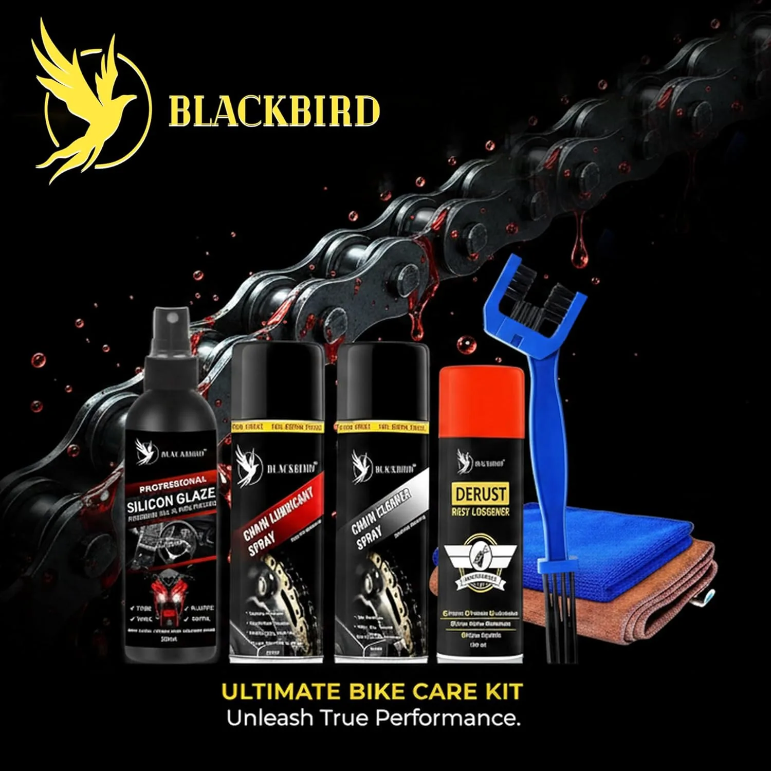 In-Depth Review: best bike cleaning kit - BLACKBIRD Bike Care Kit Chain Lube Spray 220ml, Chain Cleaner Spray 220ml, De-Rust 120ml, All in One Polish 10 BLACKBIRD Bike Care Kit Chain - view 9